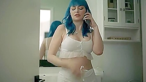 Sexy young chick fucks on the bed